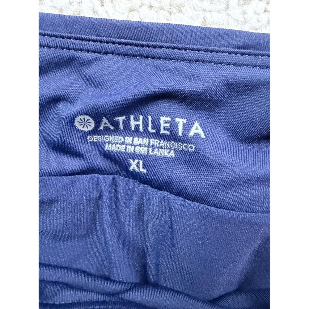 Athleta Swim Skort Women XL Navy Blue Good Condition Built-in Brief Zip Pocket